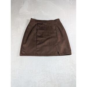 Brown Faux Suede Mini Skirt – Size S